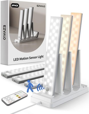 6-Pack Under Cabinet Lighting with Charging Station, 2000mAh Rechargeable Wir...