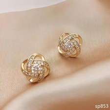 Cross-shaped full diamond earrings, unique design, high-end accessories, elegant