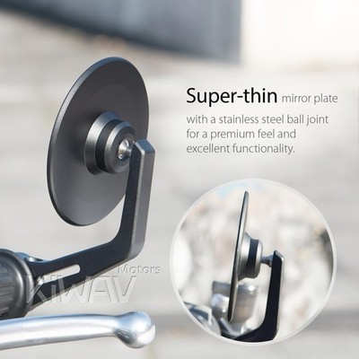 Hollow bar end mirror x1 round black COLIN slim for Indian Scout Sixty ABS 19-20