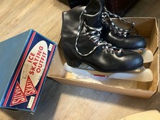 Vintage Silver Skates Men s Figure Ice Skates Size 11 Black Leather Canada w Box