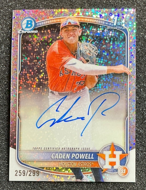 2025 Bowman Chrome Caden Powell Auto Speckle Refractor 1st Bowman -/299 Houston