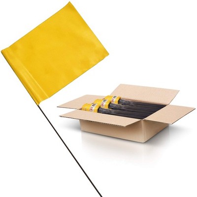 Yellow Marking Flags 1000 Pack - 4x5-Inch Marker Flags - 15-Inch Wire - Small Ya