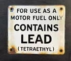 Vintage 1940s Porcelain Motor Fuel Only Contains Lead Tetraethyl Gas Pump Sign