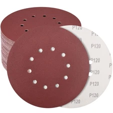 50 Pack 9 Inch 10-Hole Hook and Loop Sanding Disc for Ceiling Wood Floor