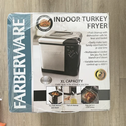 Farberware Indoor Turkey Fryer 14lb Electric Deep Fryer Boiler Steamer #201626