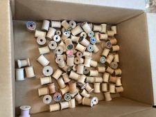 Lot of 50 Empty Vintage Wooden Thread Spools all small 1 1/4” w/o thread