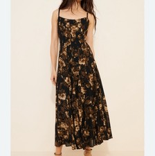 Reformation Katalina Floral Browm & Black Maxi Dress Size 12
