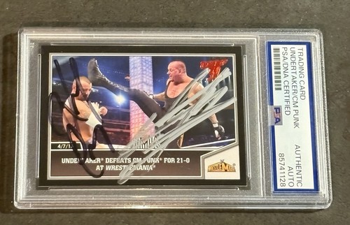 UNDERTAKER & CM PUNK 2013 TOPPS WWE DUAL SIGNED AUTOGRAPHED CARD PSA/DNA
