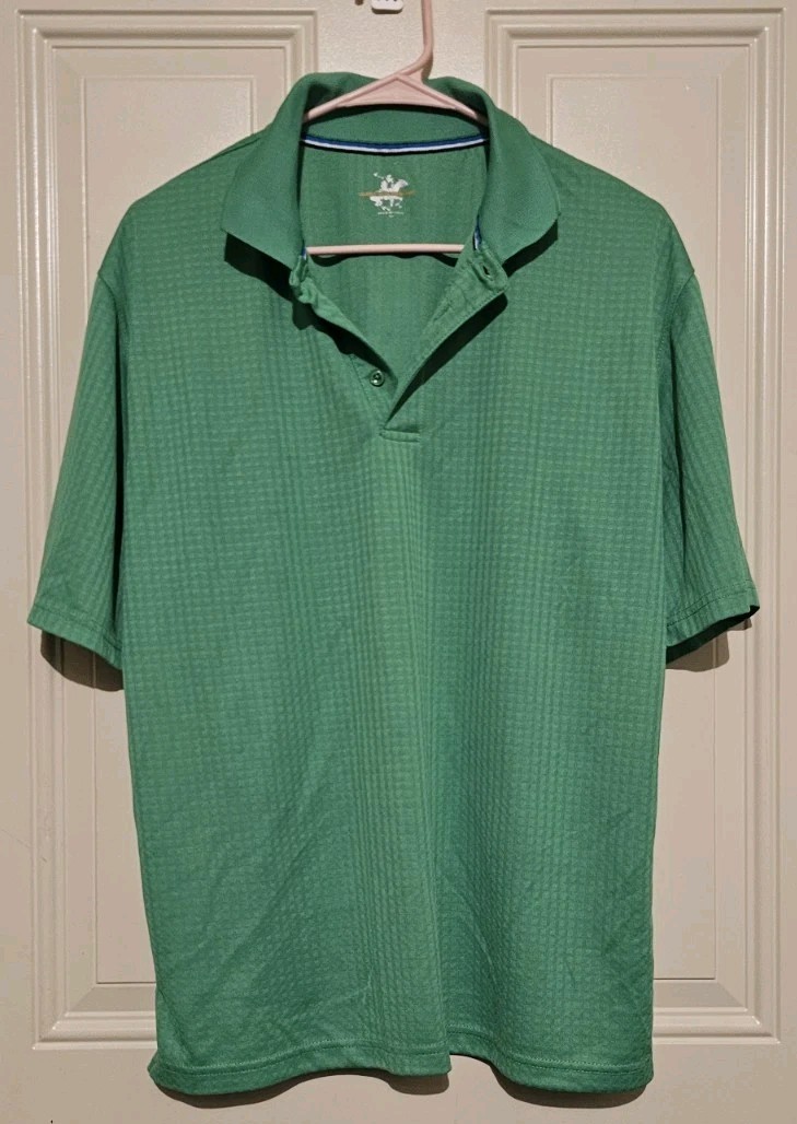 Beverly Hills Polo Club Camicia Adulto Grande VERDE Manica Corta Pony Logo Uomo