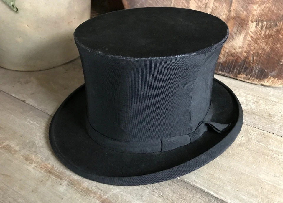 Sombrero de copa plegable de seda negro Stetson, Filadelfia, EE. UU.ca. 1900s o anteriores Foto 4 de 4