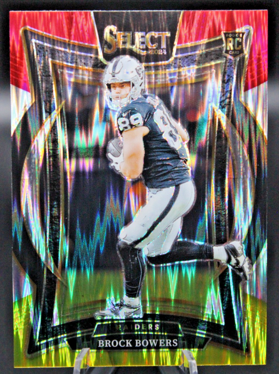 2024 Panini Select - Concourse Brock Bowers #31 Red & Yellow Shock Prizm (RC)