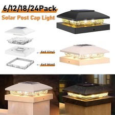 6-24Pack Solar Post Cap Light For 4x4 Outdoor Waterproof LED Deck Fence Light