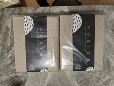 Image of 2 x Fusion Dijon Blackout Thermal Pencil Pleat Lined Curtains Pair - Natural 54"