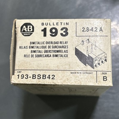 Allen-Bradley 193-BSB-42 SERIES B OVERLOAD RELAY 2.8 - 4.2a New In Box