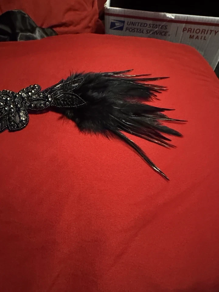 Great Gatsby черный перо обруч для волос 1920-х Flapper головной убор костюм обруч для волос - Изображение 2 из 4