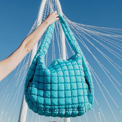 ★EMIS★ PUFFER STRING TOTE BAGSKY BLUE m1037_1348984 Navy Blue Mini Puffer Totes | USA Designed Handbags | Katydid