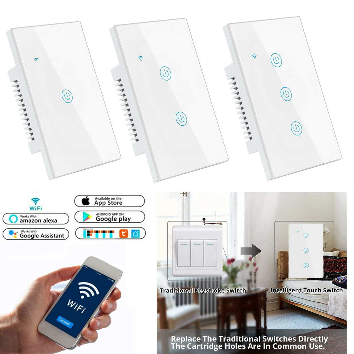 New Smart WiFi Light Switch Remote Alexa Google IFTTT Voice Control Smart  Life
