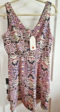NWT One Clothing Kaleidoscope Print Zip Back V neck and back Sun dress Sz L