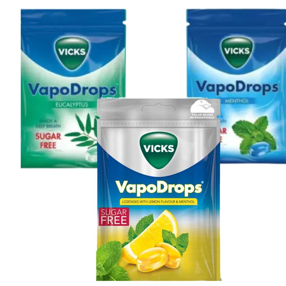 Vicks VapoDrops Eucalyptus / Lemon&Menthol / Menthol/ SF 72g