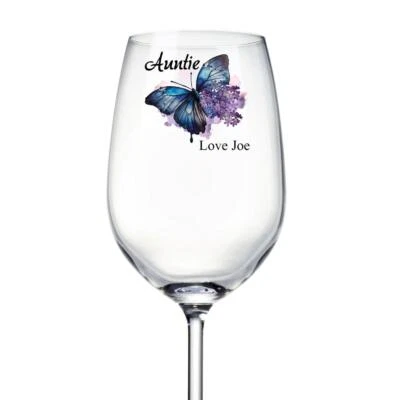 UKGIFTSTOREONLINE Personalised Auntie Butterfly Wine Glass Gift ALL-14