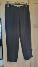 Mango Black Smart Dress Straight Leg Trousers Pants UK Size L LARGE Polyester