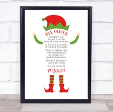 Bye Elf Christmas Letter Certificate Award Print