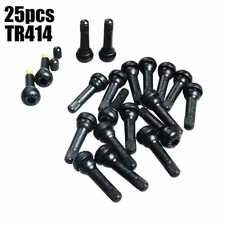 25pcs TR414 Snap-In Tire Wheel Valve Stems Medium Black Rubber Kit