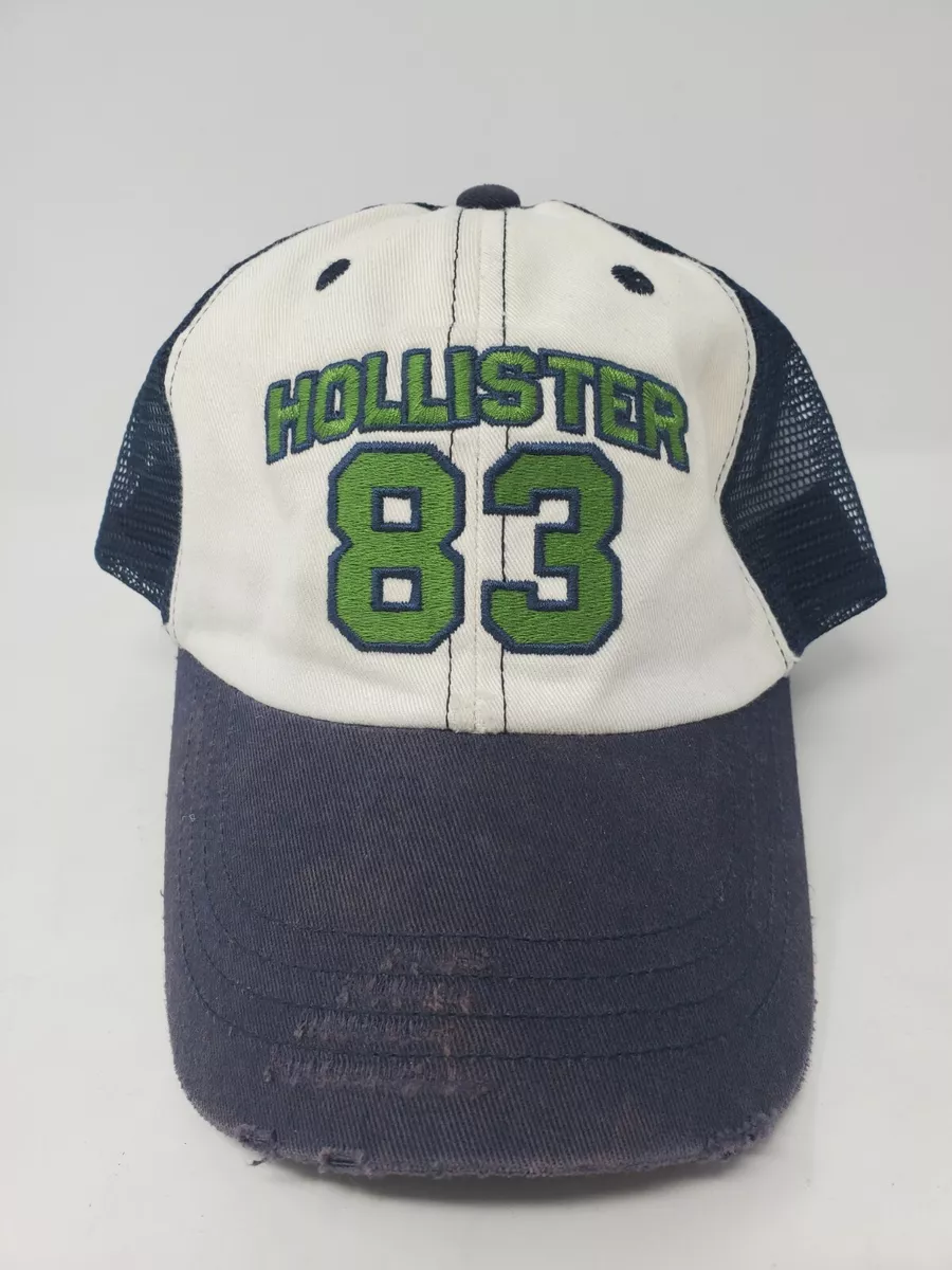 Hollister White Distressed Blue with Mesh Snapback Hat Cap