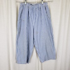 Vintage Andrew McMullan Seersucker Striped Pull On Capri Slacks Pants Womens 12P