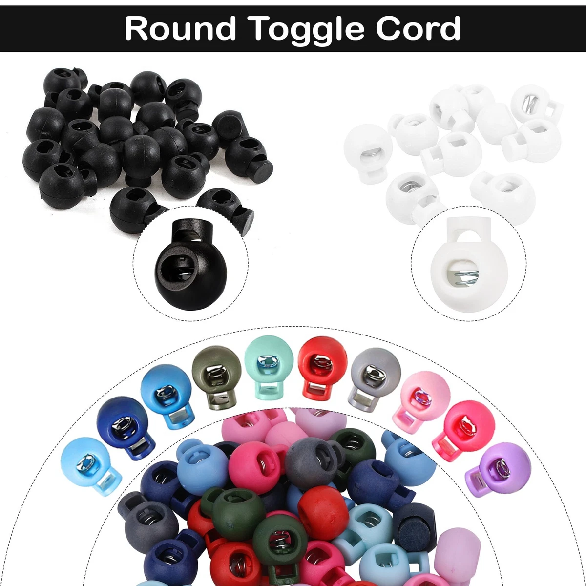 Manopole Lock On 20pc Cavo A Molla Blocco Tappo Toggle Clip Di Arresto Corda Morsetto Per Paracord Lacci Borsa Con Coulisse Accessori Sfera Colorata Di Plastica Corda Elastica 4 Mm