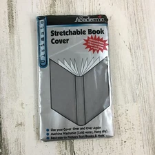 Vtg It's Academic Stretchable Book Cover Silver