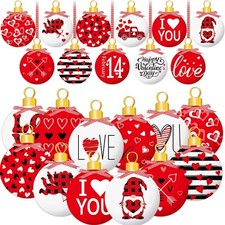 2D 16PCS Valentine's Day Wood Ornaments Valentines Ornaments Tree Decorations...