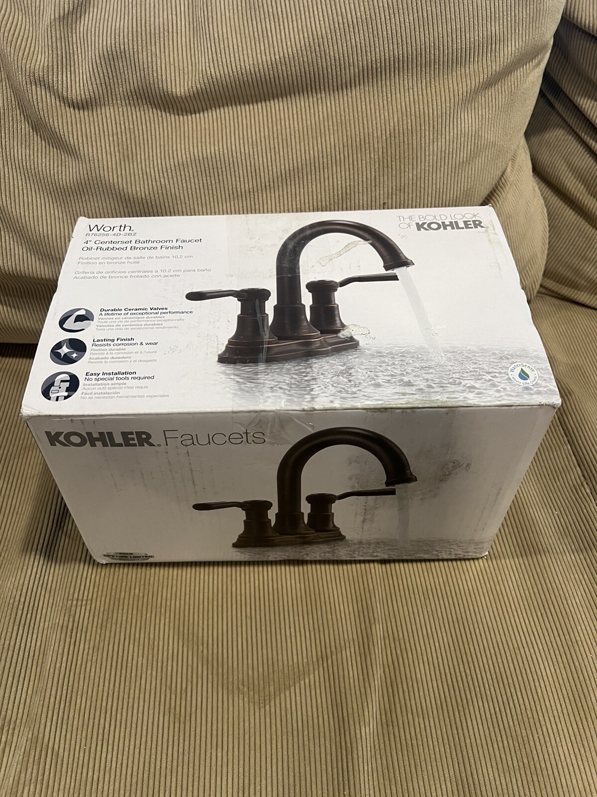 KOHLER Worth Bathroom Faucet 4" Centerset W/ Pop-Up Drain Oil Rubbed ...