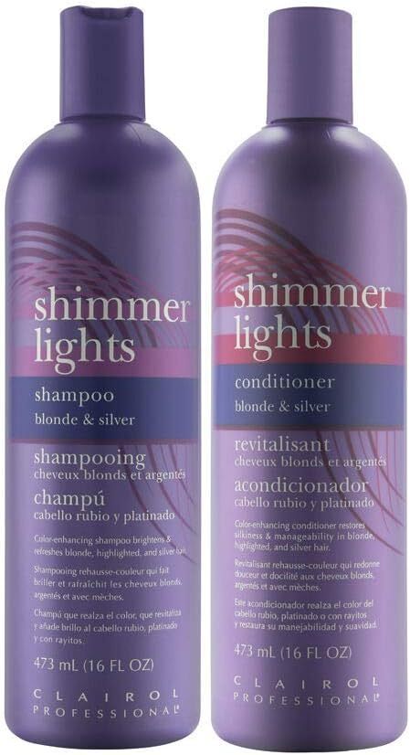 Clairol Shimmer Lights, 16 унций Шампунь + 16 унций Кондиционер для Светлых И Серебристых Волос