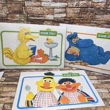 Sesame Street 1981 Double-Sided Placemat 17  x 12" Big Bird Cookie, Ernie  Bert