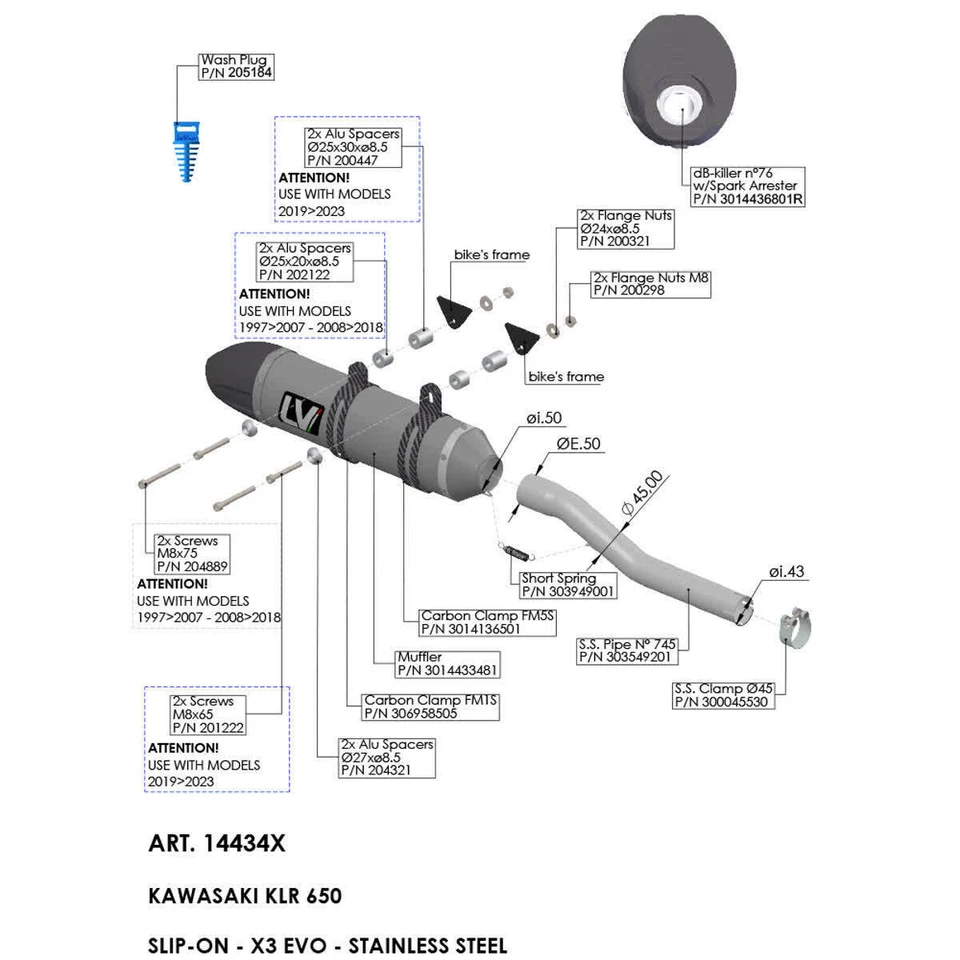 Marmitta LeoVince X3 Evo 14434X per Kawasaki 650 KLR 1997-2022 Foto 2 de 4