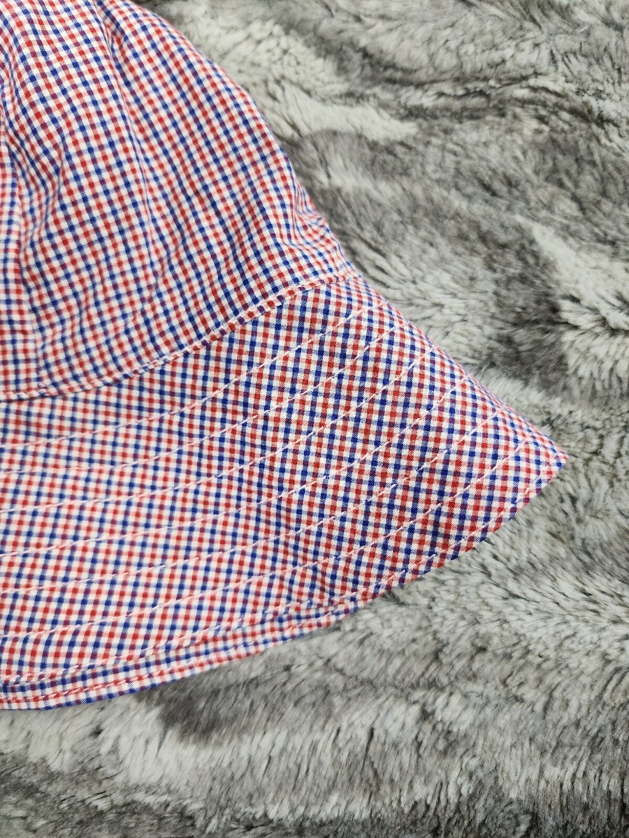 Ralph Lauren Blue Label Red Micro Check Beach Bucket Hat Kids Size