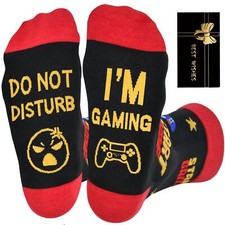 Do Disturb I'm Gaming Socks Funny Gamer Gifts for Teen Boys Game Socks Christ...