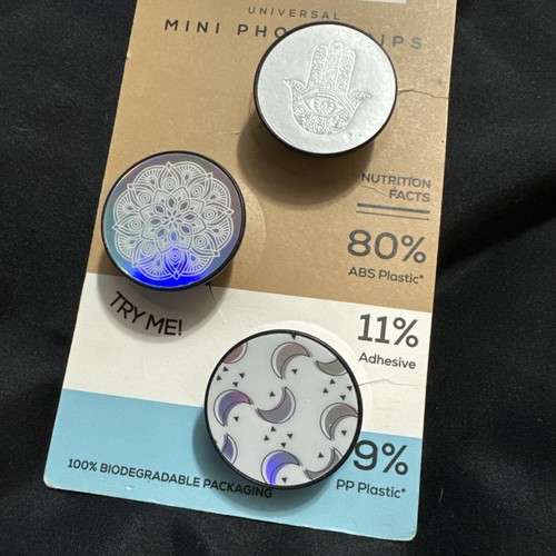 SpinPop 4Terra Phone Grips Universal Mini 3 Pack Kickstand Organizer Moon Hand - Photo 2 sur 3