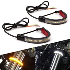 2x Motorcycle LED Strip DRL White Light Amber Sequential Turn Signal Switchback