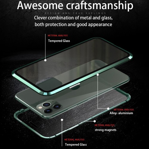 Do iPhone 16 15 14 13 12 Pro Max 11 Adsorpcja magnetyczna Metalowe etui Szklana pokrywa - Zdjęcie 3 z 18