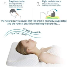Pillow Memory Foam Neck Contour Cervical Support Orthopedic Queen Size Pillow