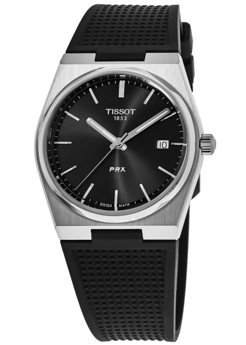New Tissot PRX Black Dial Rubber Strap 40mm Mens Quartz Watch T1374101705100