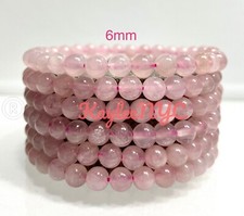 Wholesale 6 Pcs Natural Rose Quartz 6mm 7.5” Crystal Healing Stretch Bracelet