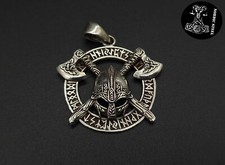 Anhänger Sterlingsilber 925 Wikinger Streitaxt Runen Schmuck Odin Mjolnir NEU