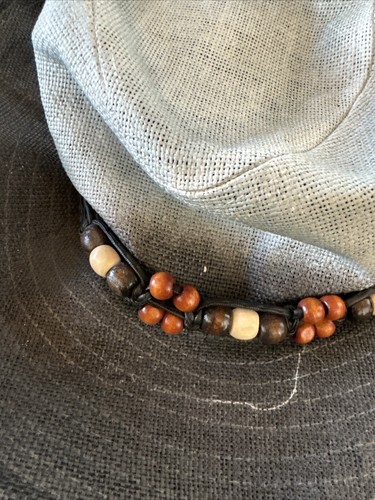 Sun Hat Lot Straw Fabric Beaded Sun N Sand - Picture 4 of 10