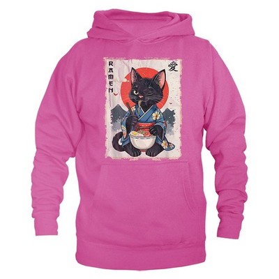 Kawai Cat Eating Ramen Noodle-Japanese Anime Manga Pullover Hoodie
