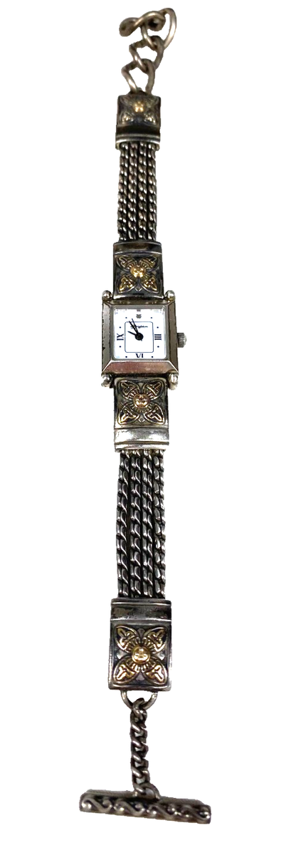 Brighton Two-Tone Square Face Bracelet Watch Monroe Mixed Metals VINTAGE BRIGHTON MONROE WRIST WATCH 2 TONE GOLD & SILVER  main image 4