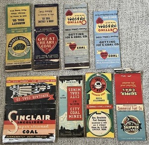 Lot Of 8 Vintage Coal Co. Empty Matchbooks