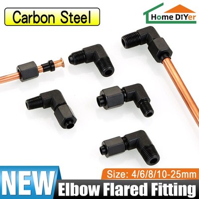 Carbon Steel 90° Elbow Compression Flared Fitting D-Type Male Thread 1/8'' - 1''